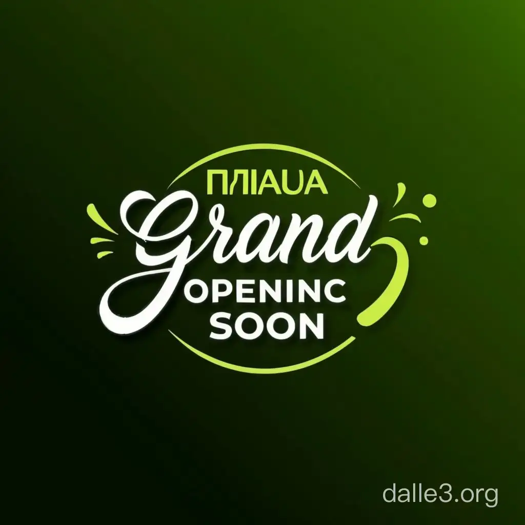 надпись "скоро открытие" на русском языке для маникюрного салона с название NailAura, используй зеленые цвета