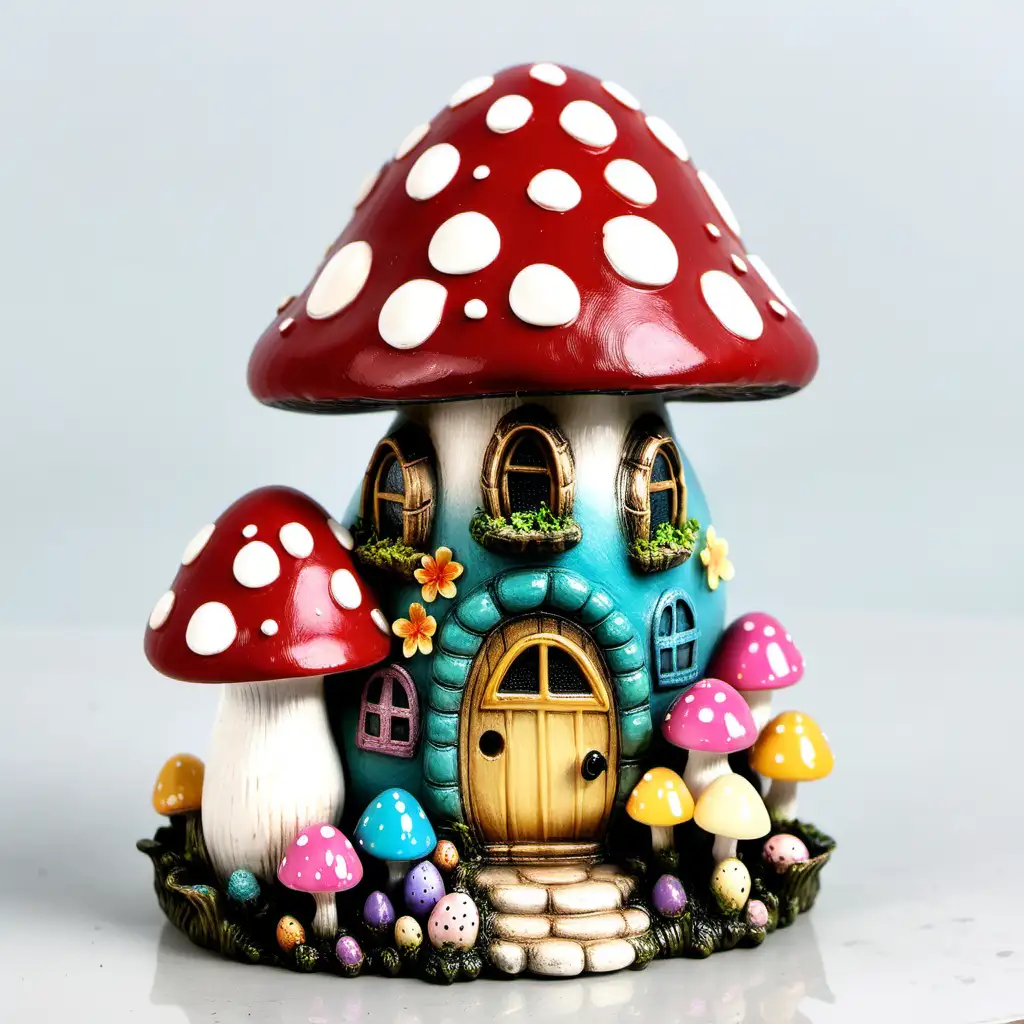 Enchanting Easter Resin Mushroom House Sculpture