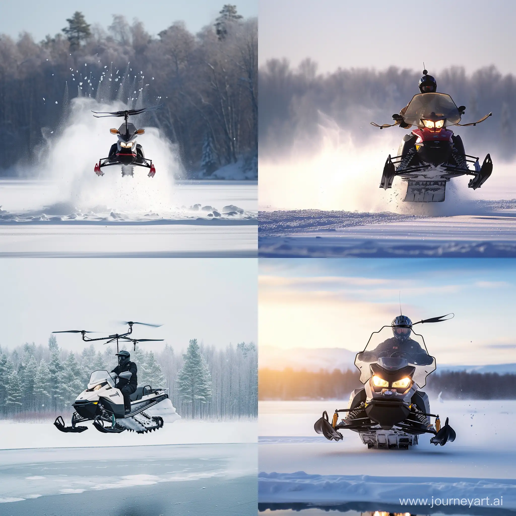 Winter-Adventure-Flying-Snowmobile-Soaring-Over-Frozen-Lake