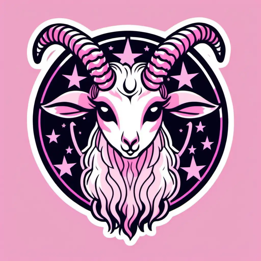 Cute Pastel Goth Baphomet Goat Vector Sticker