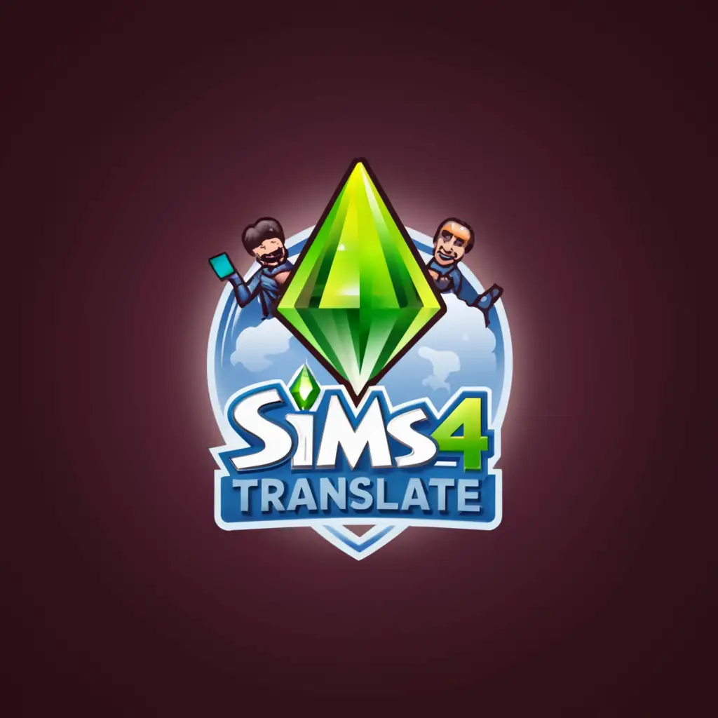 a logo design,with the text "Sims 4 Mods Translate", main symbol:Plumbob, Sims,Умеренный,be used in Развлечения industry,clear background