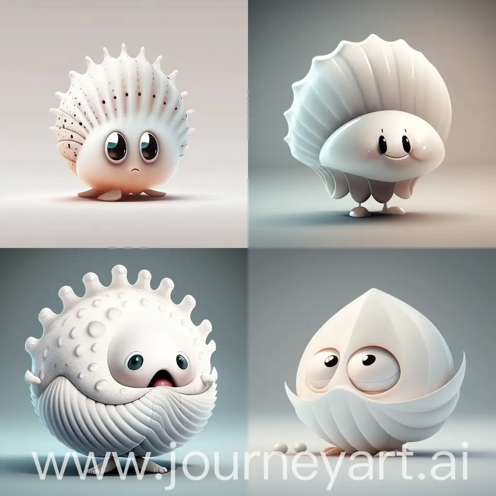 Whimsical-White-Shell-Cartoon-Character-in-Vibrant-Setting