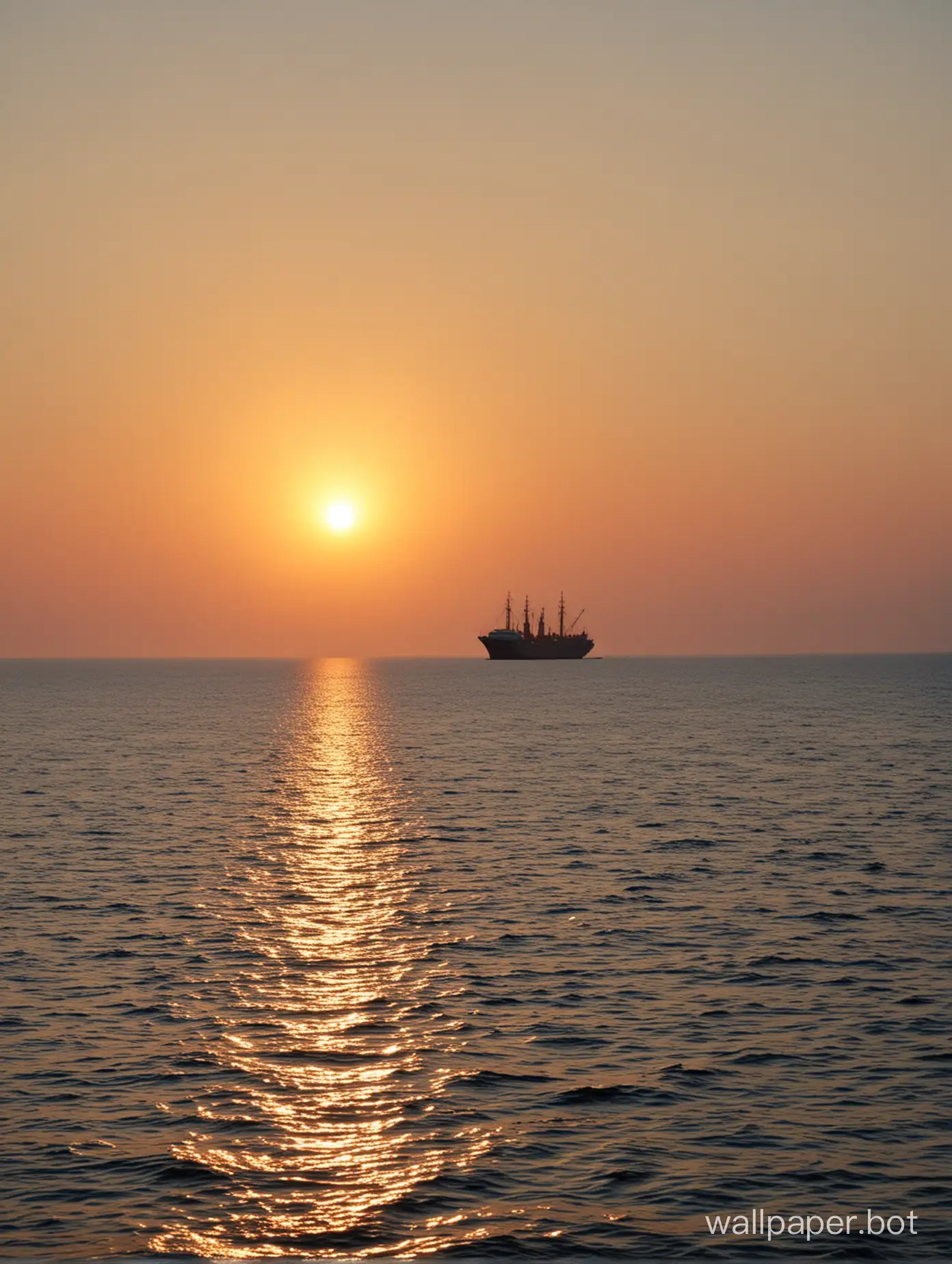 Crimea, sea, sunset, a ship in the distance