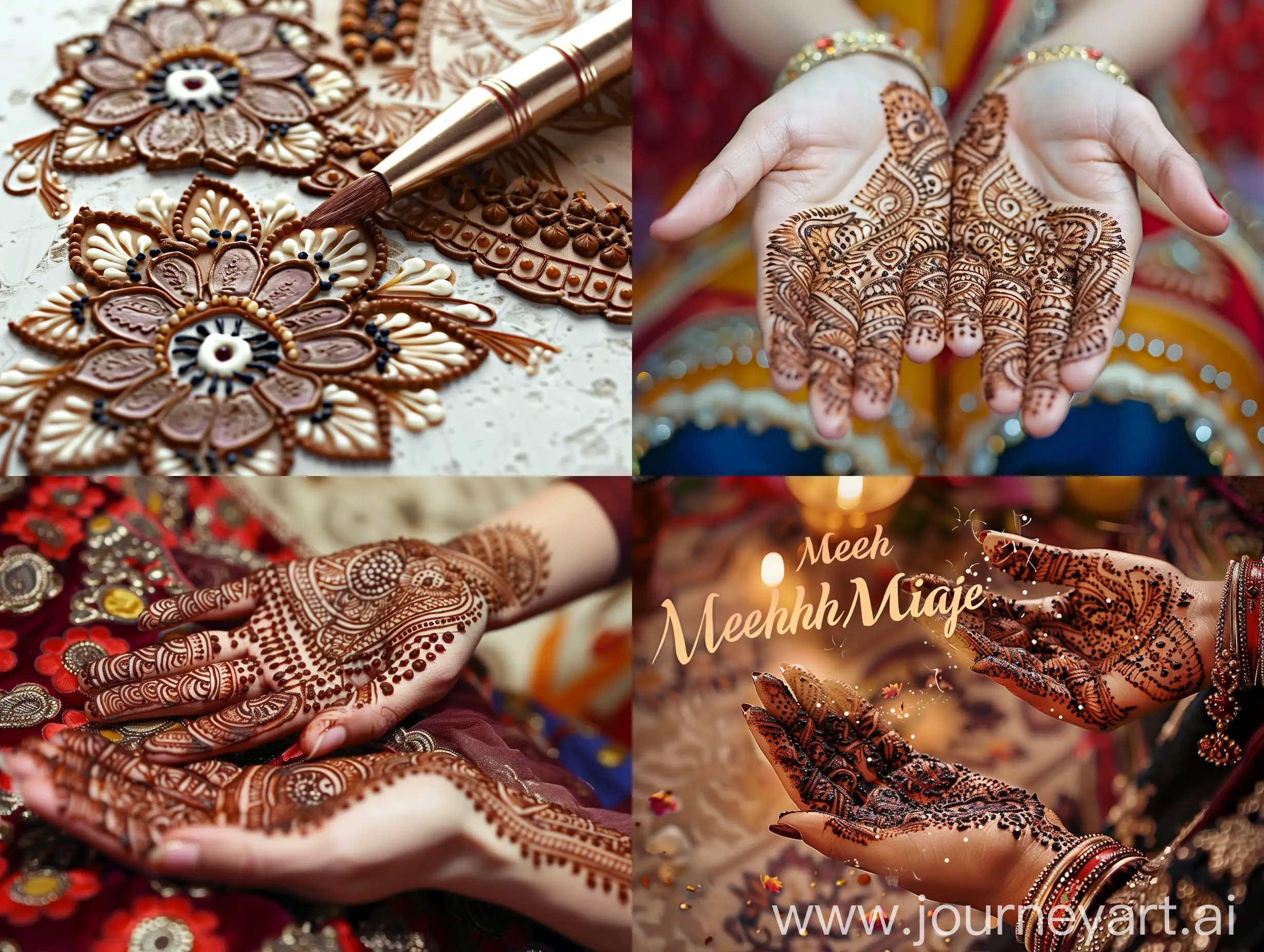 Design a channel banner for a YouTube channel related to mehndi name ' Mehndi Magic '