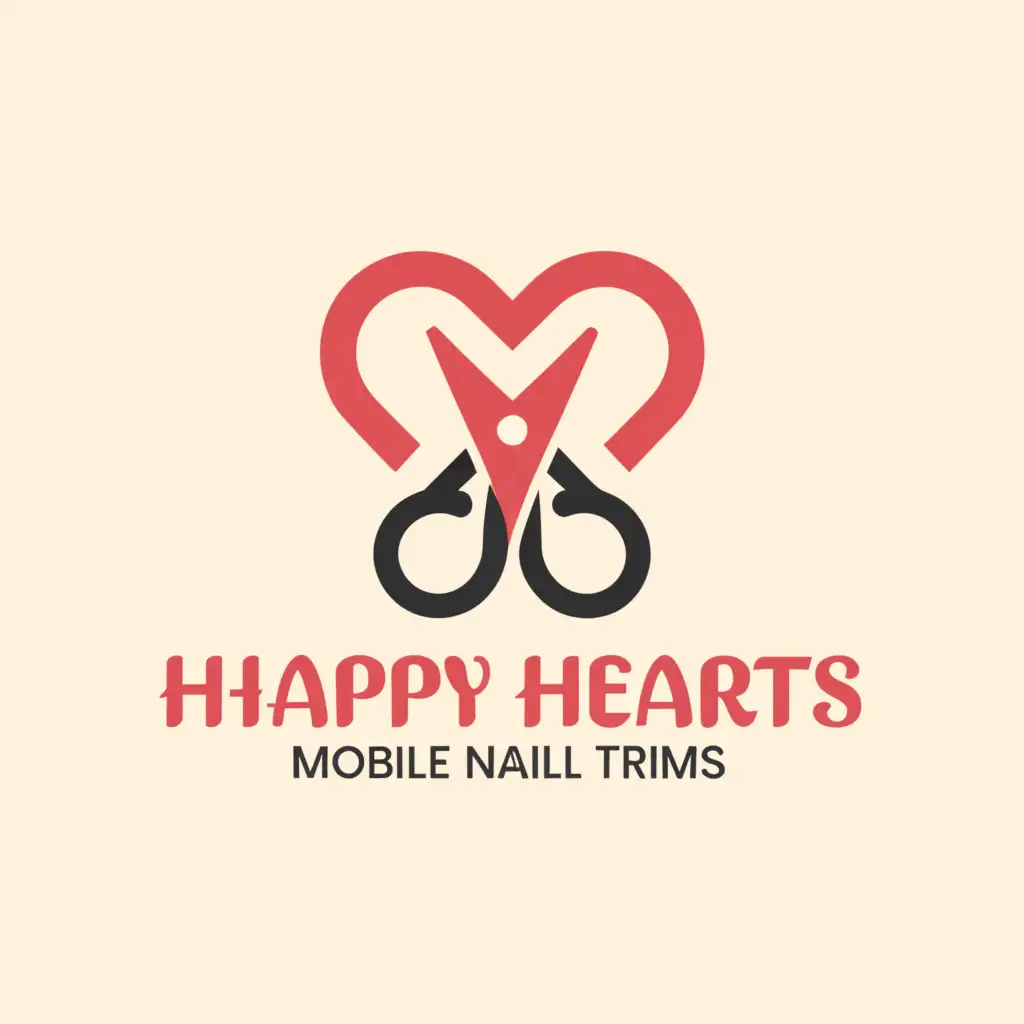 a logo design,with the text "Happy Hearts Mobile Pet Nail Trims", main symbol:Heart,Moderate,be used in Animals Pets industry,clear background