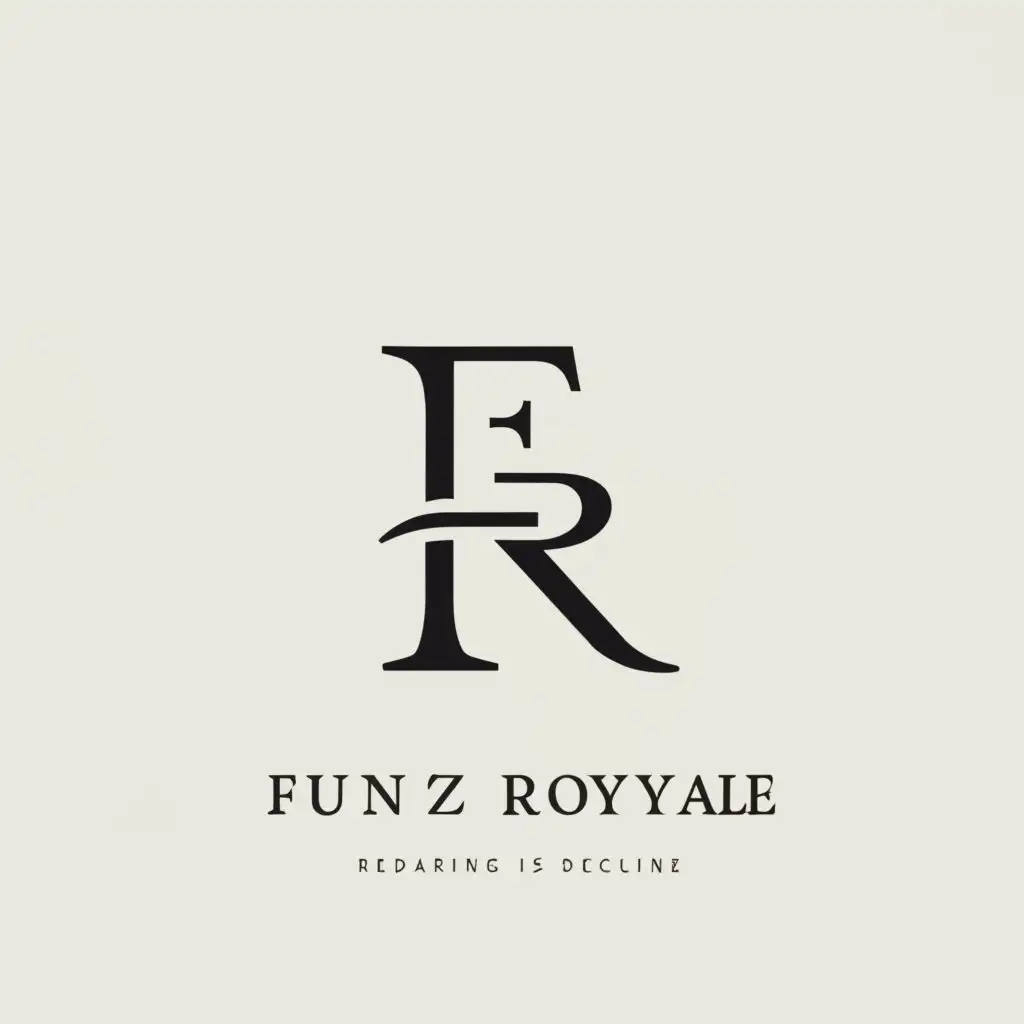 a logo design,with the text "FUNDZ ROYALE", main symbol:F and R monogram typography symbol,Minimalistic,clear background