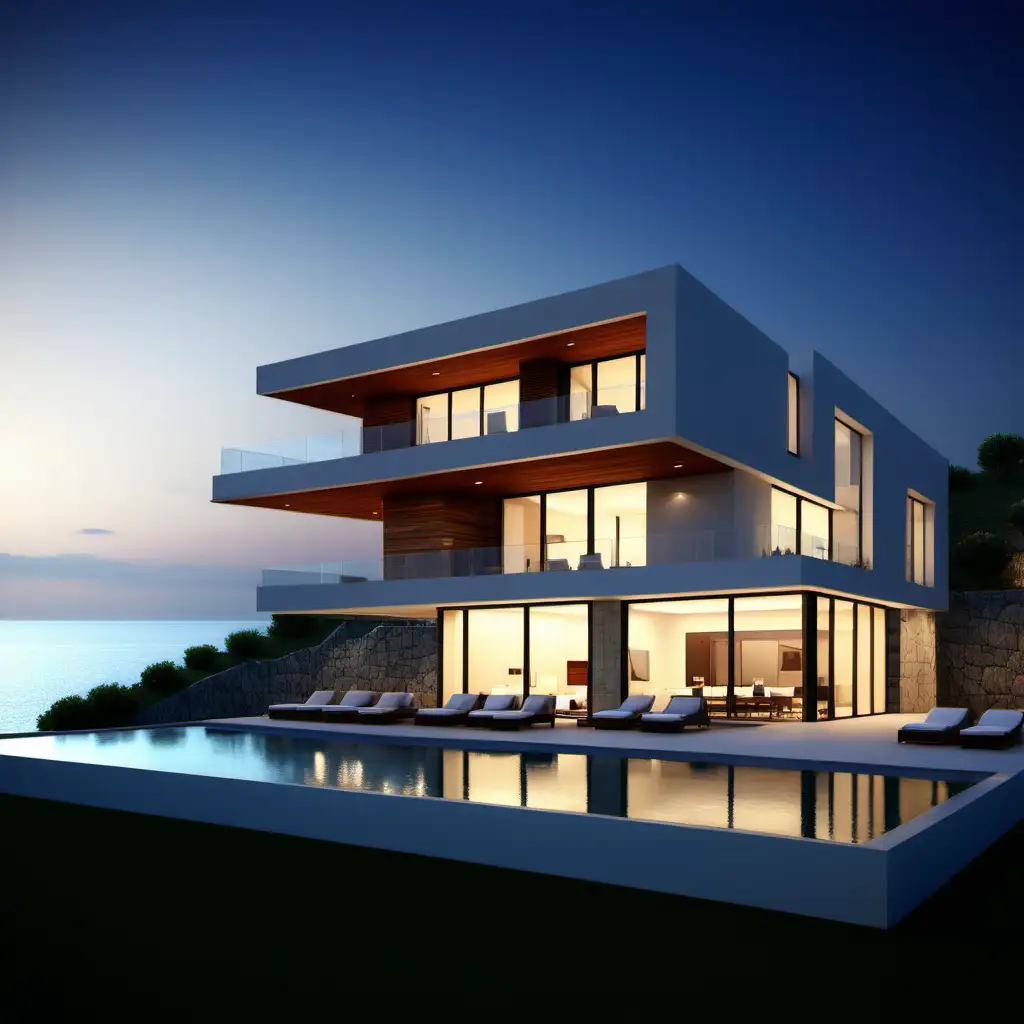 villa design, exterior, sea view, contemporary architecture