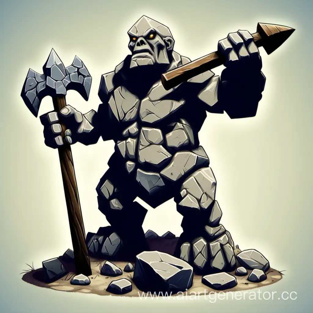 Stone-Golem-Mining-with-Pickaxe-DD-Style-Fantasy-Creature-Art