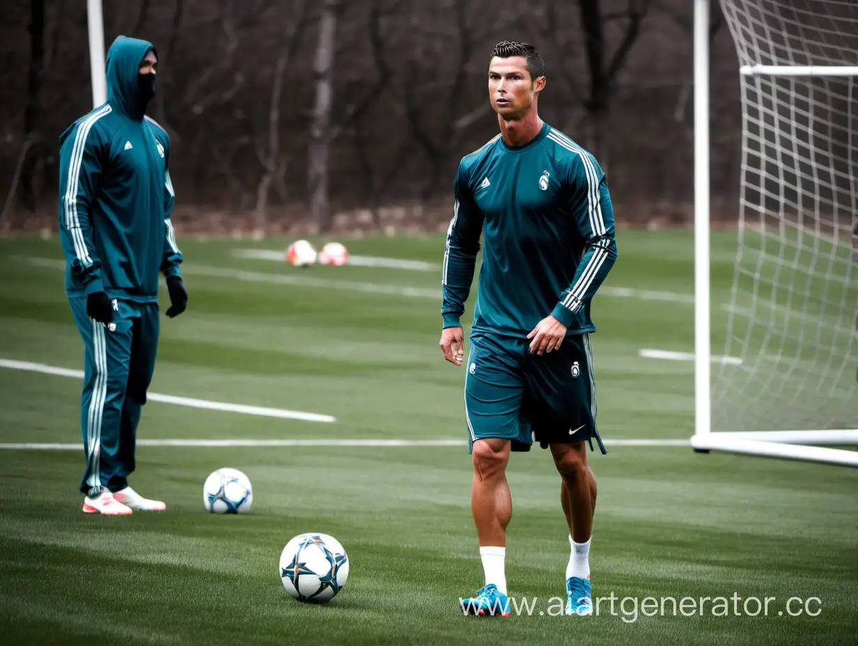 Cristiano-Ronaldo-Taking-a-Break-After-Intense-Training-Session-with-Football-in-Hand