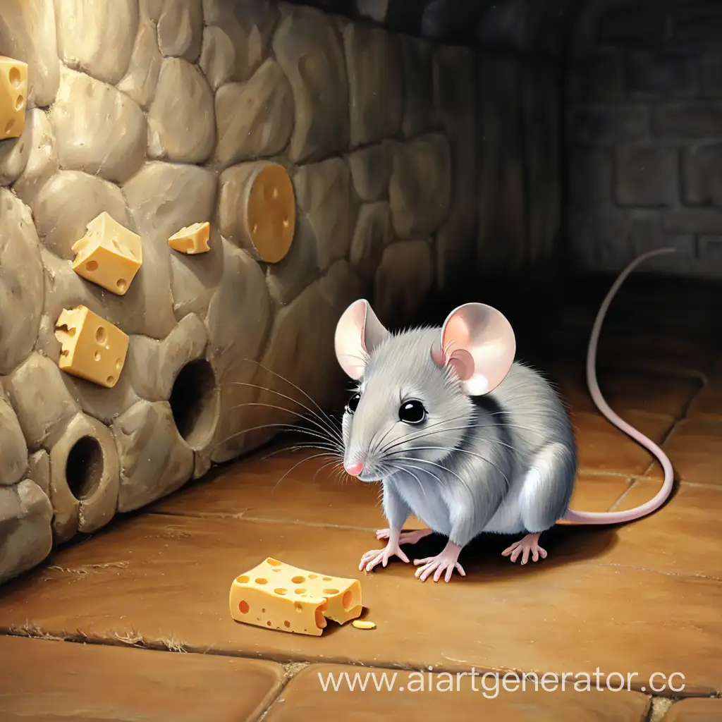 Gray-Mouse-in-Rustic-Basement-Setting