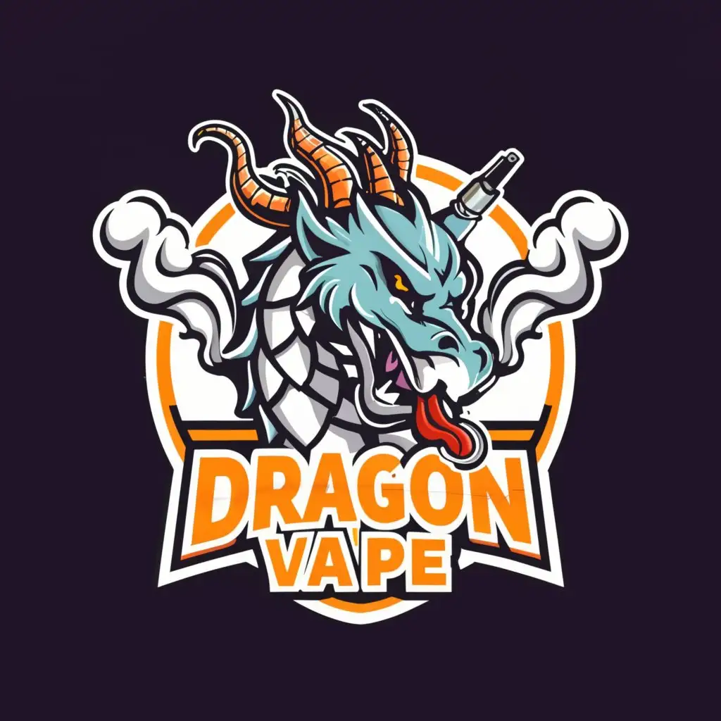 a logo design,with the text "dragon vape", main symbol:dragon and vape with smoke,complex,clear background