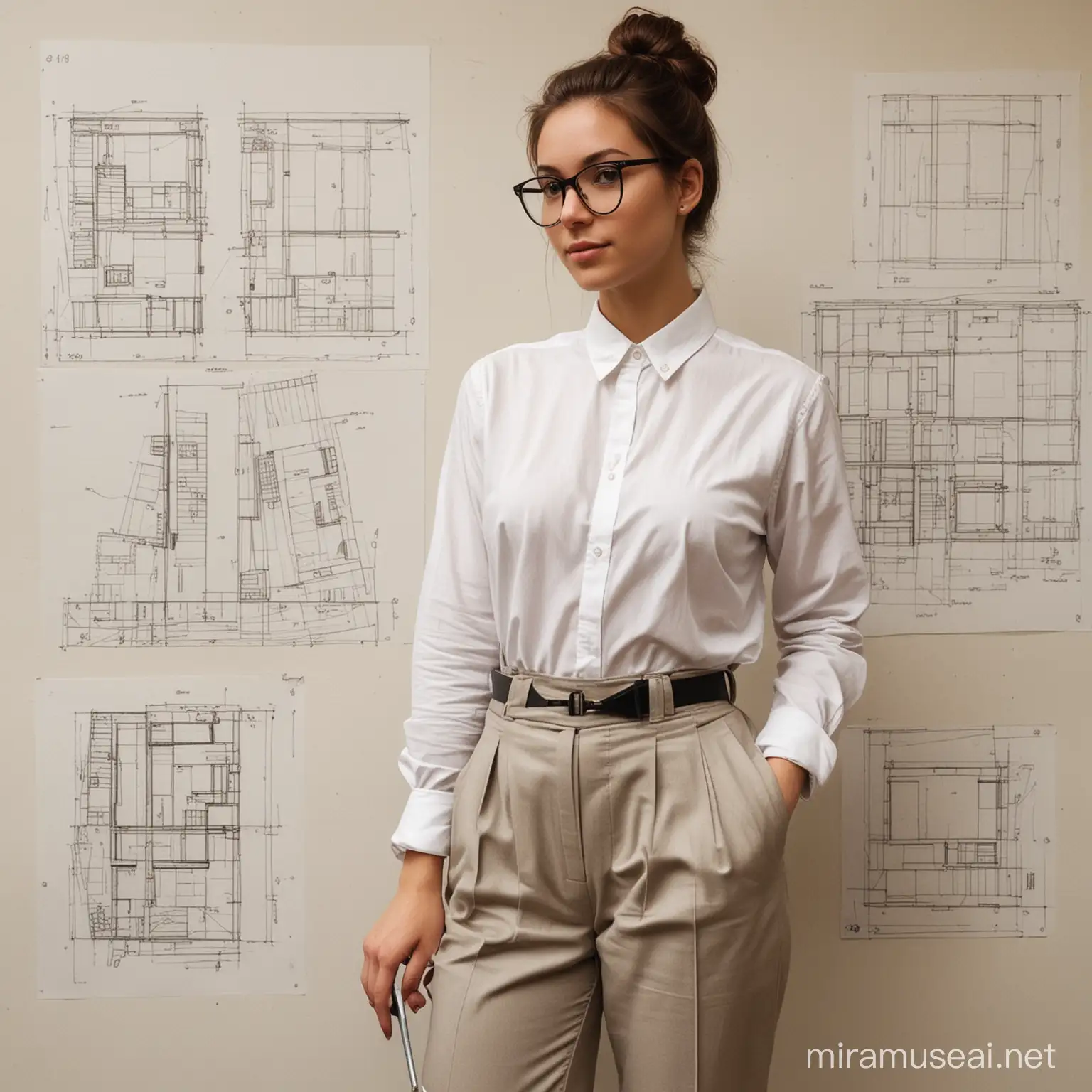 Determined Architecture Student with Stylish Tools and Portfolio