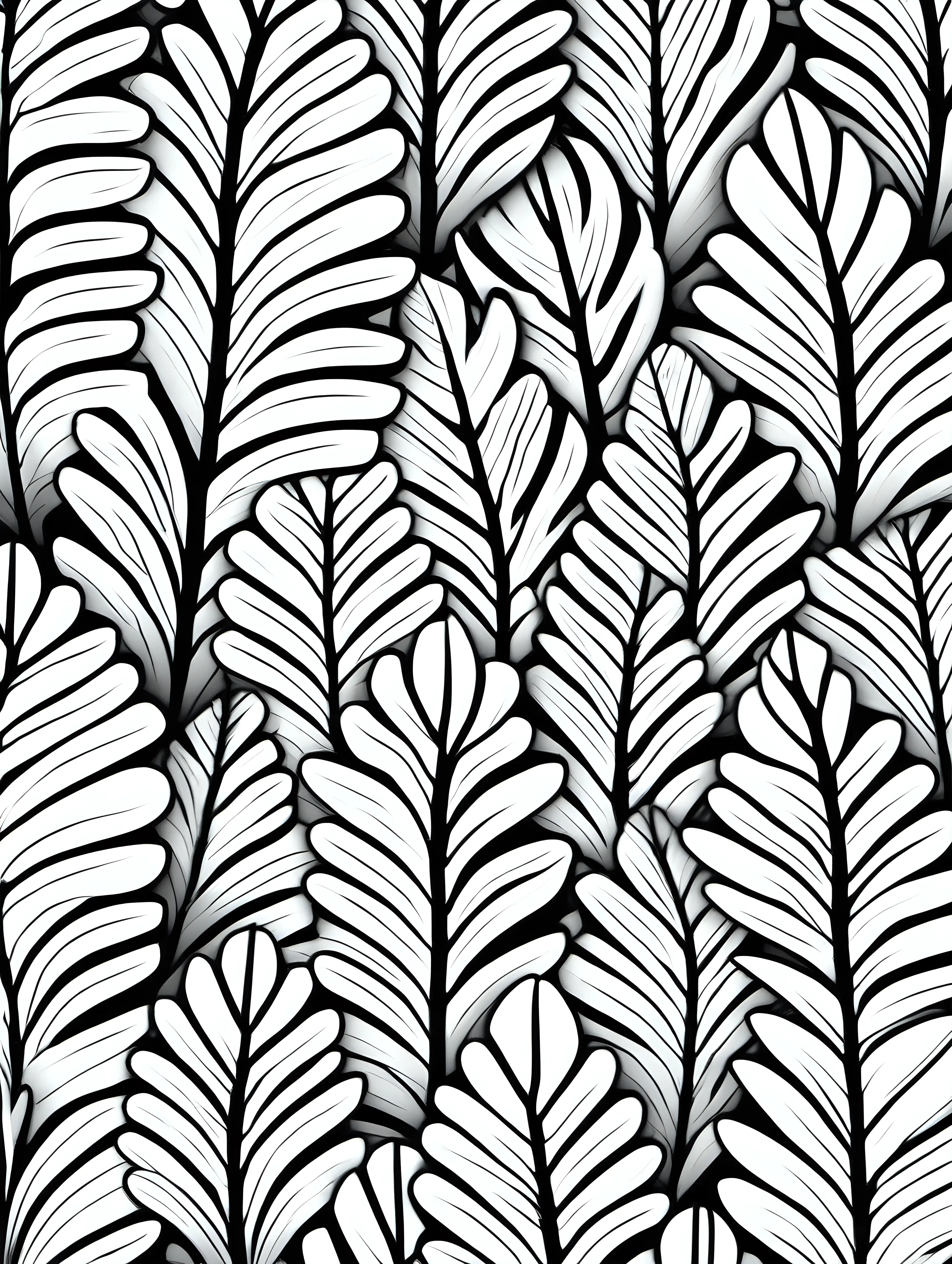 Repetitive Leaf Pattern Coloring Page for Relaxation and Creativity