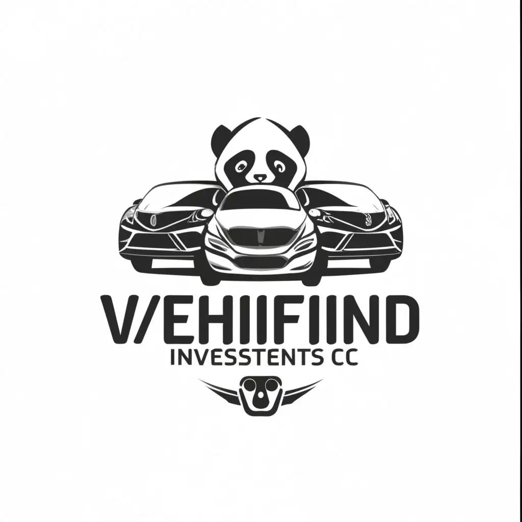 logo, cars panda, with the text "VehiFind Investments CC", typography, be used in Automotive industry