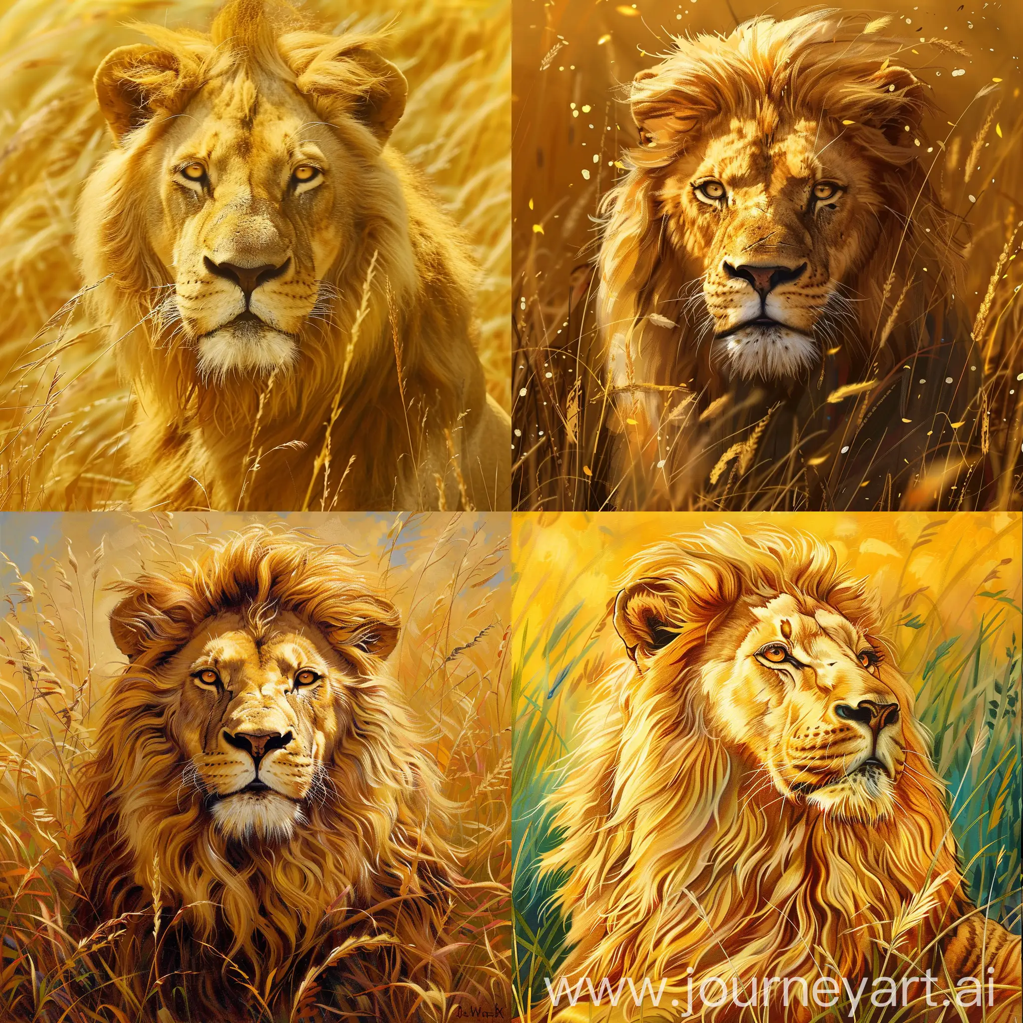 Majestic-Golden-Lion-in-Natural-Grass-Setting