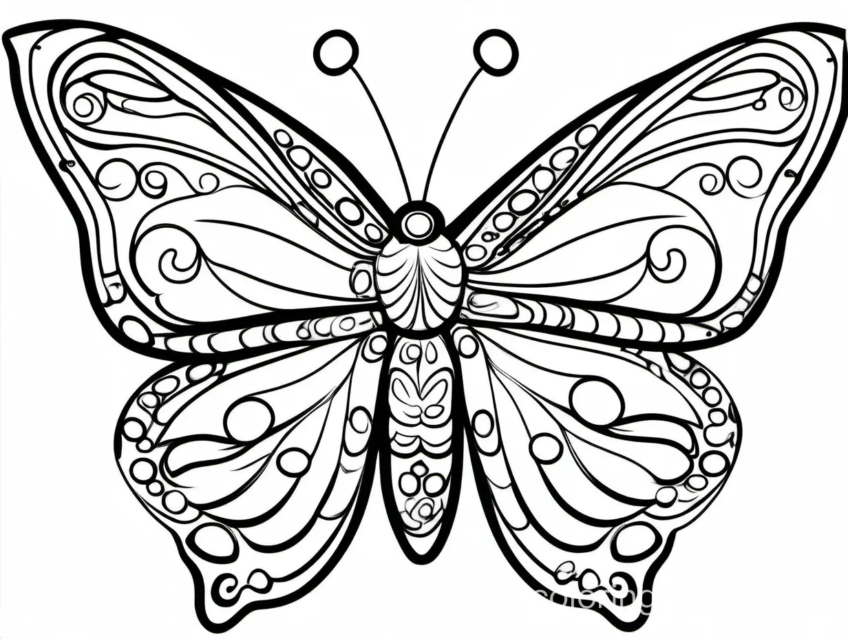 Simple-Butterfly-Coloring-Page-for-Kids-Black-and-White-Line-Art-on-White-Background
