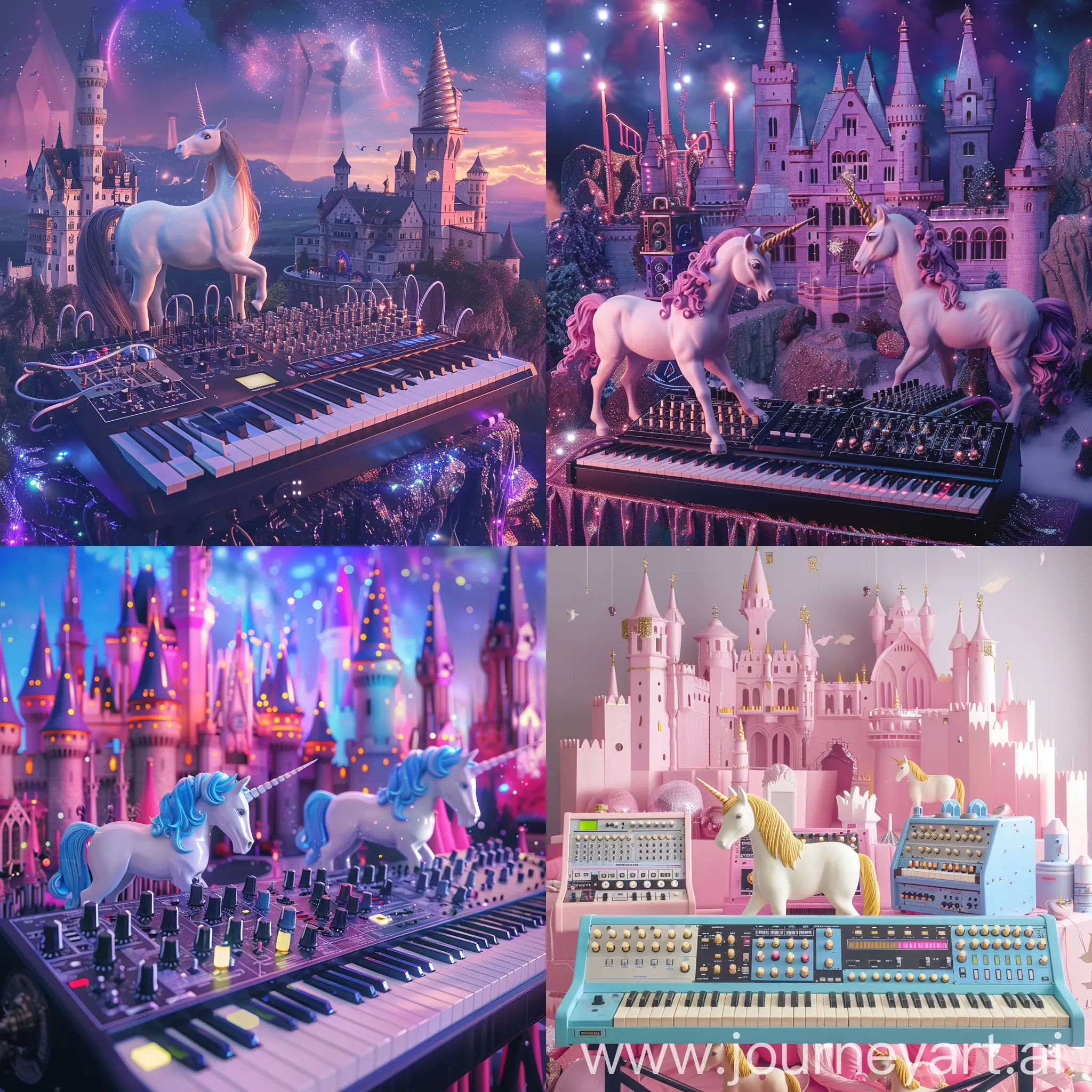 Fantasy-Castle-with-Unicorns-and-Synthesizers