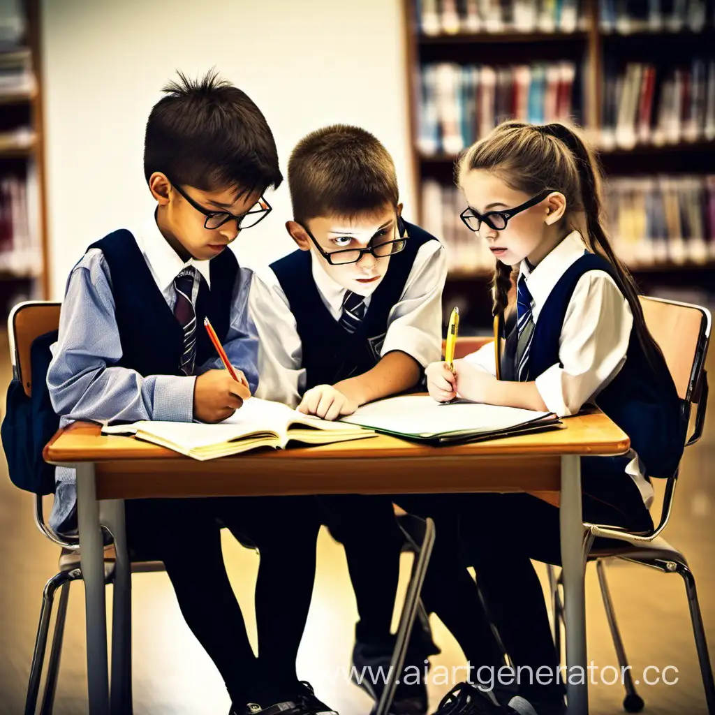 Diverse-Schoolchildren-Getting-Ready-for-English-Language-Exam