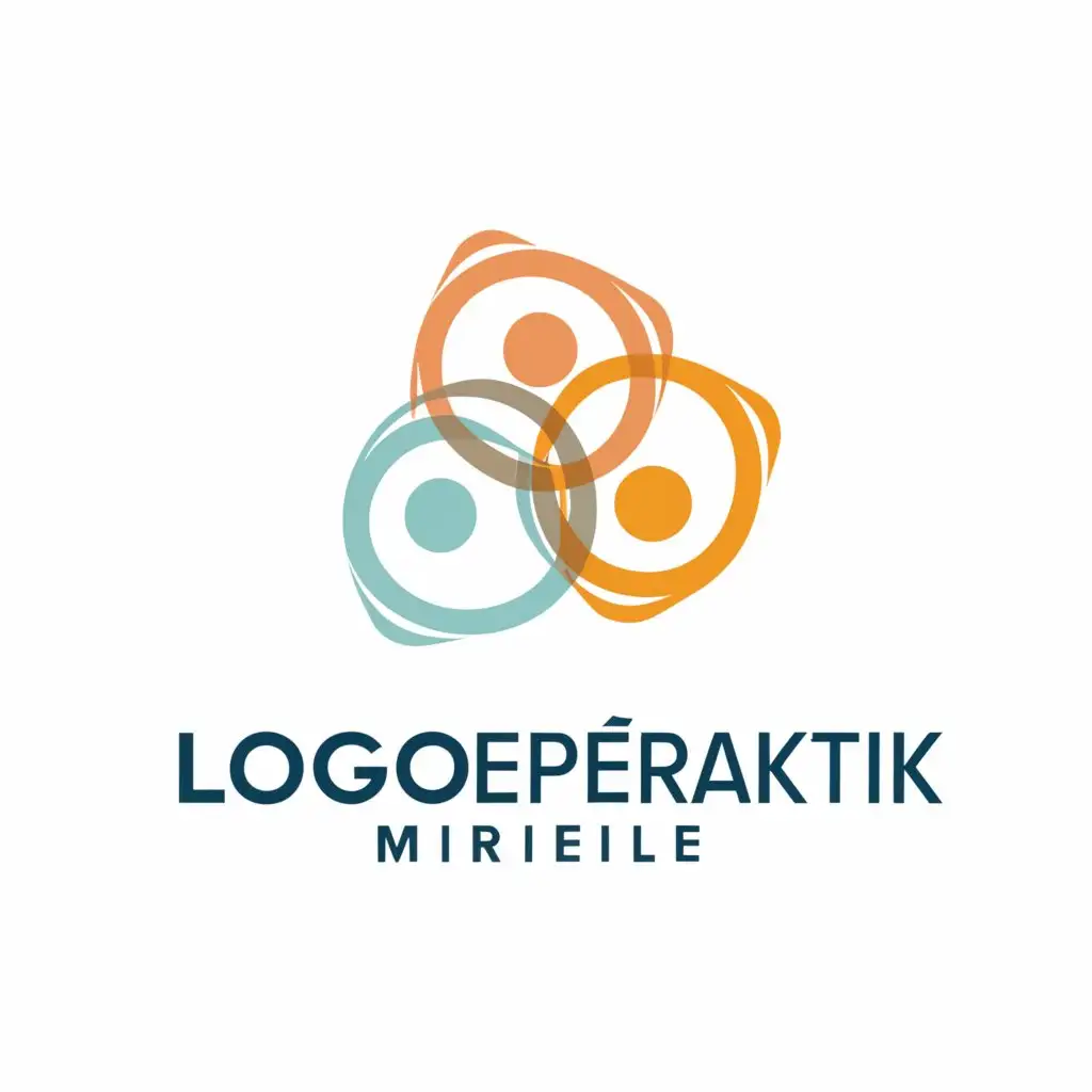 a logo design,with the text 'Logopediepraktijk Mireille', main symbol:a flat vector logo design, main symbol:3 colored circles, with the text 'Logopediepraktijk Mireille', clear background,Minimalistic,be used in Education industry,clear background