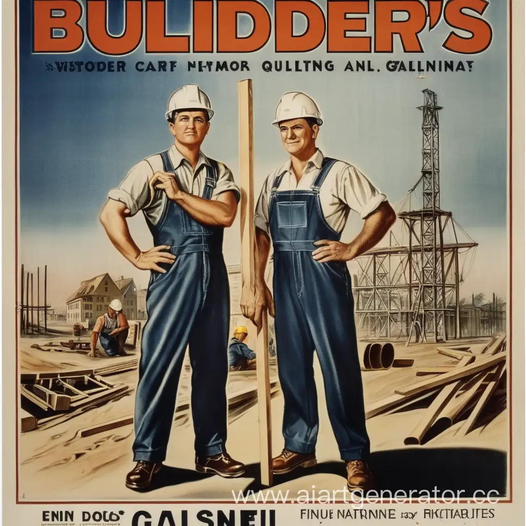 плакат строители