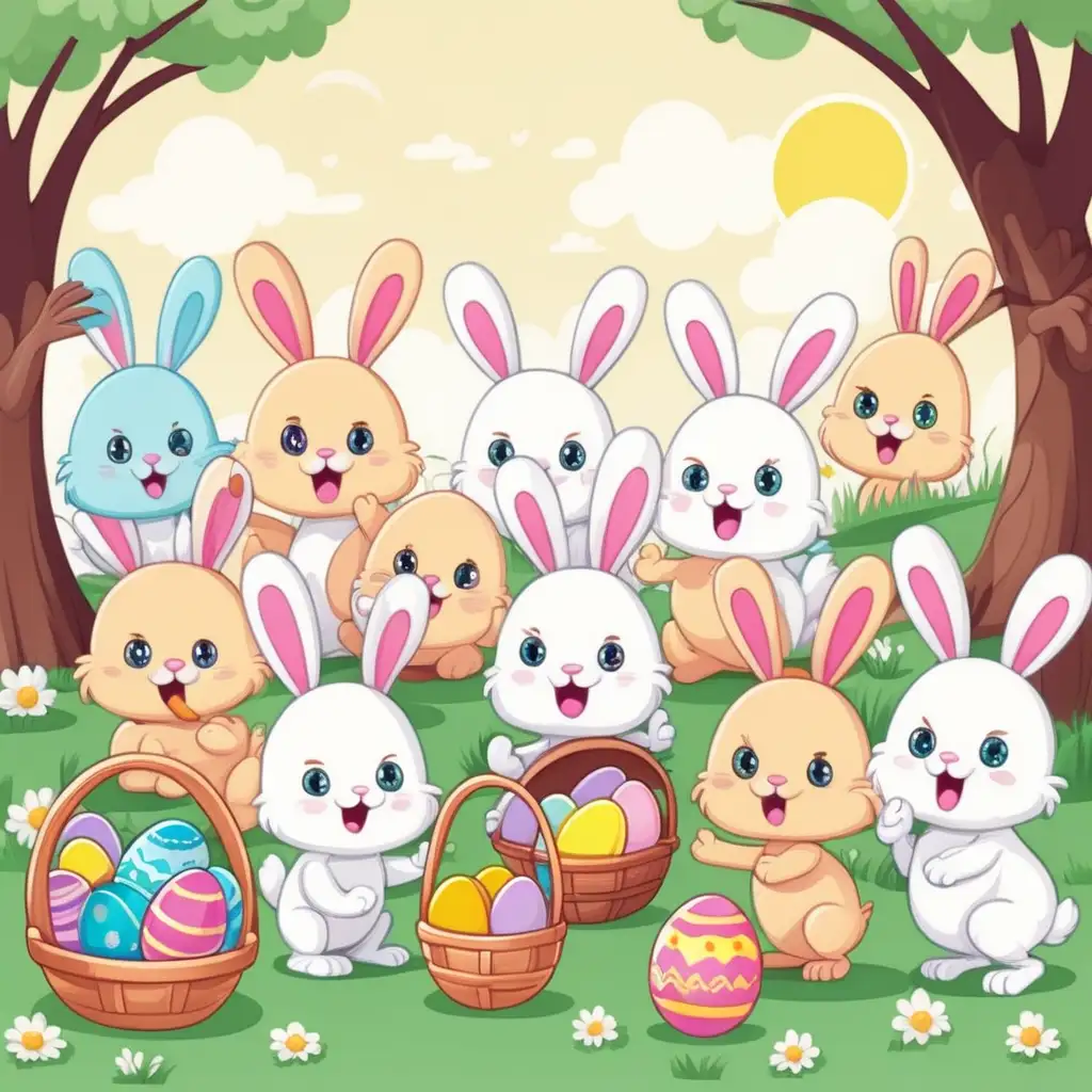 Adorable Cartoon Easter Festival Illustration