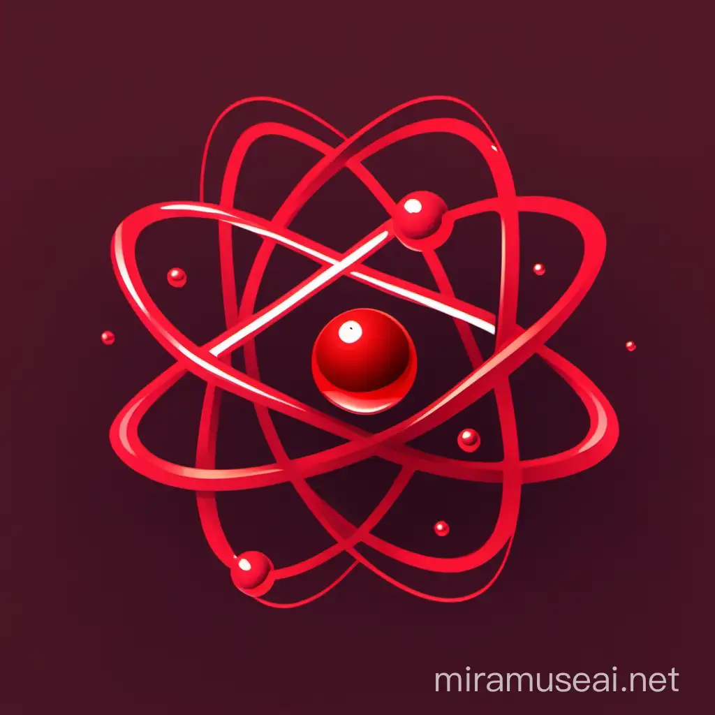 Logo of a front-end/web library with red theme and transparent background this library is named "noreact" this logo is like a atom