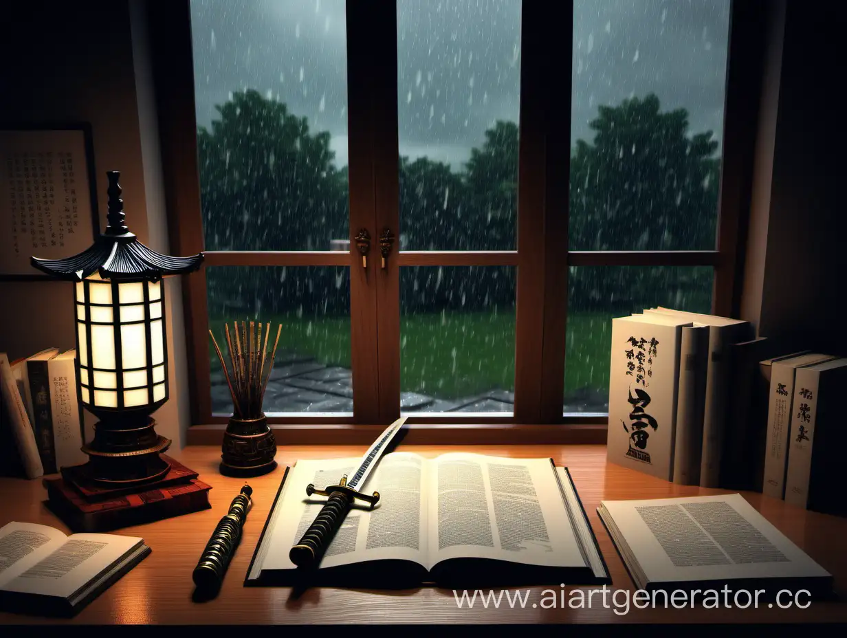 Crafting-a-3D-Model-of-a-Majestic-Samurai-Sword-Amidst-Stormy-Ambiance