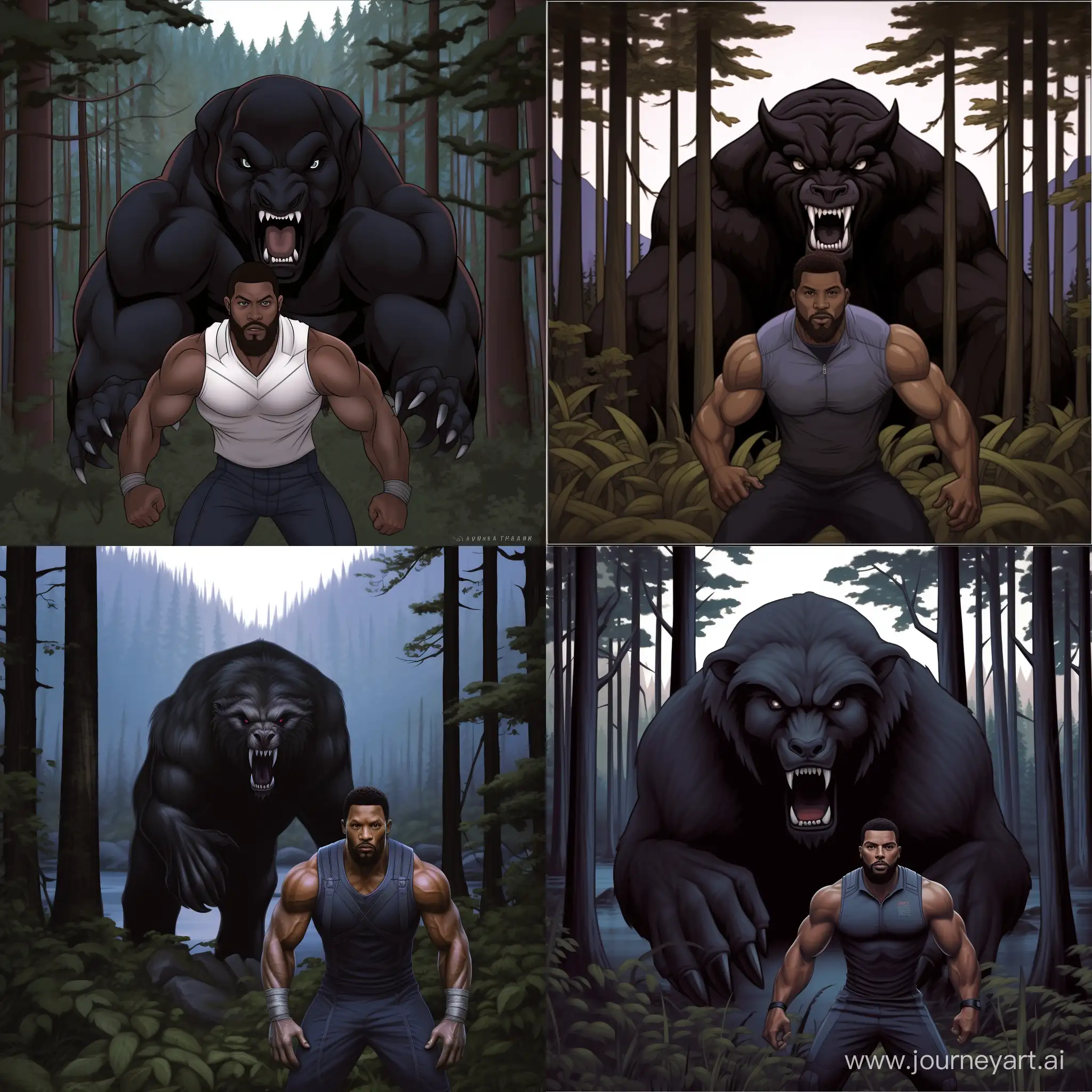 Fearless-Night-Encounter-Strong-Man-Embracing-Grizzly-Bear