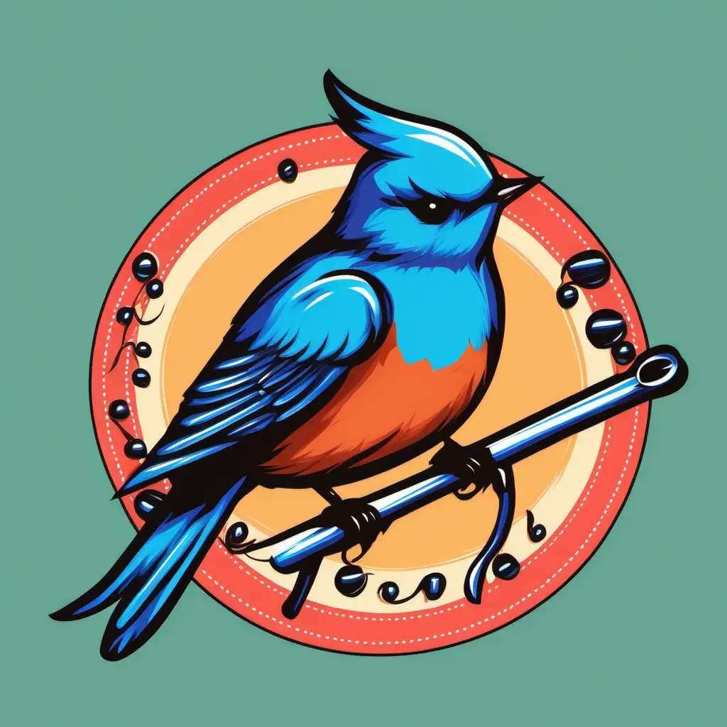 Bluebird Clipart in the style of rockabilly 