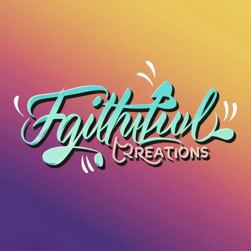 a logo design,with the text "FAITHFUL CREATIONS", main symbol:CURSIVE WRITTING VIBRANT COLORS,Moderate,clear background