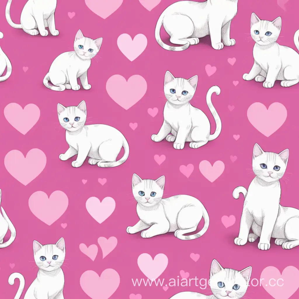Adorable-Pink-Hearts-with-Playful-Kittens
