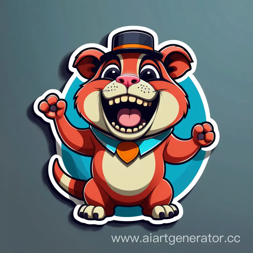 Create a unique sticker design featuring a super animal happy animal chanteur with an incredible style