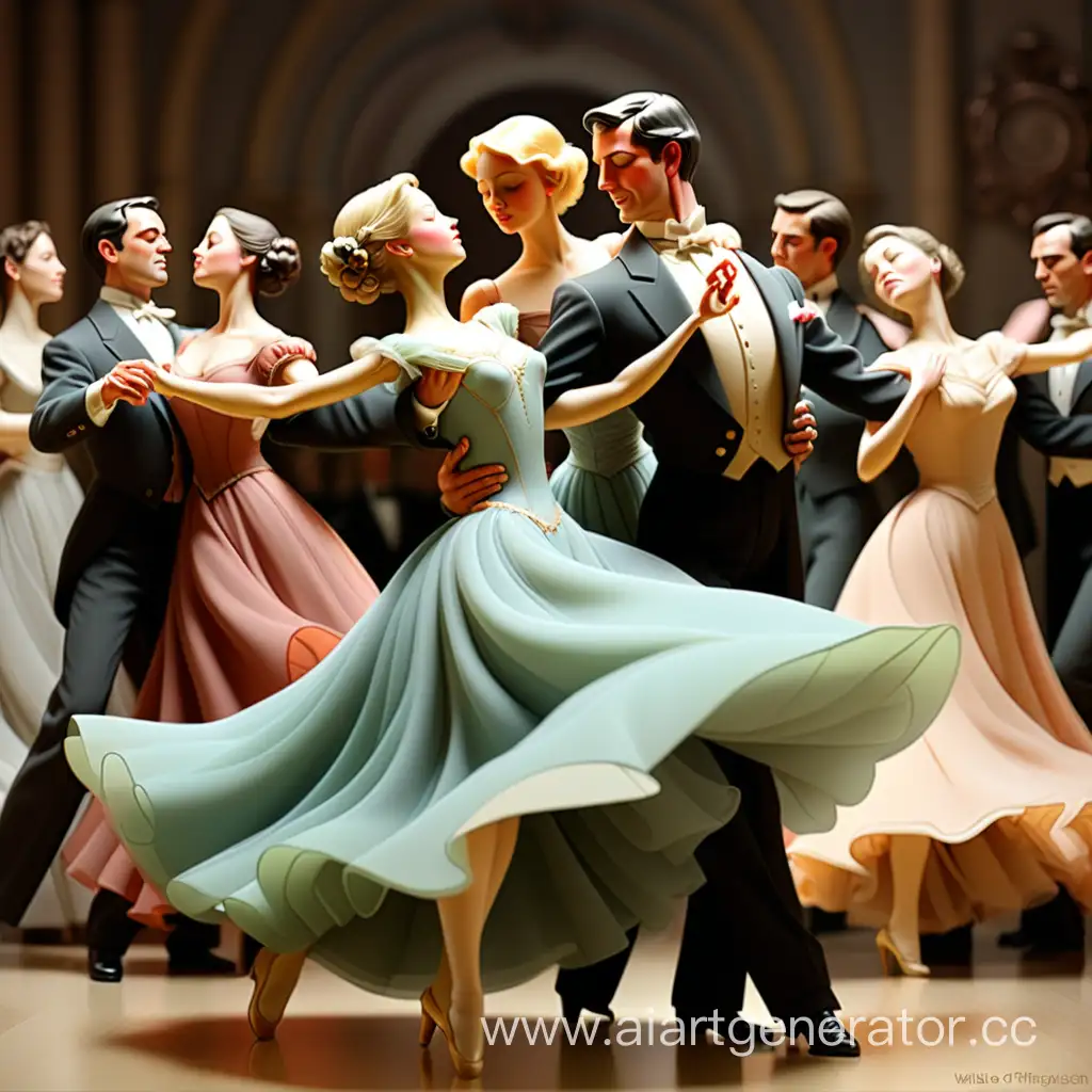 Elegant-Waltz-of-Men-and-Women-in-Enchanting-Ballroom-Dance