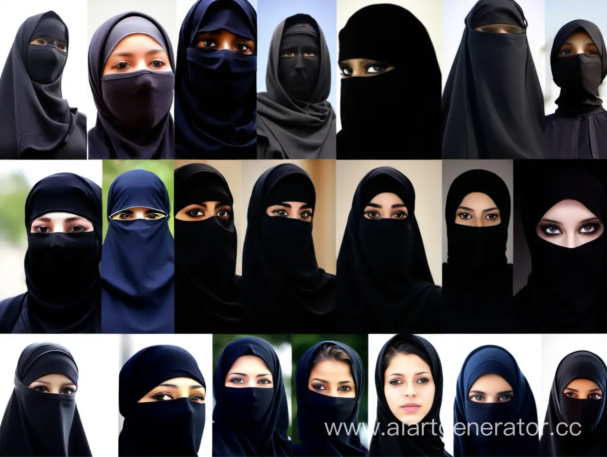Group-of-Young-Women-Wearing-Niqabs-in-Cultural-Gathering