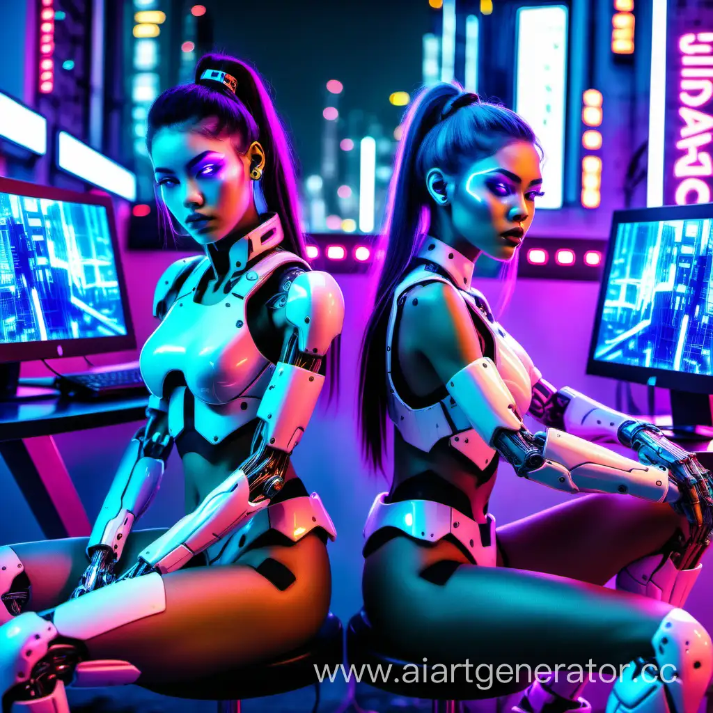 Neon-Cyborg-Girls-in-Futuristic-Cityscape