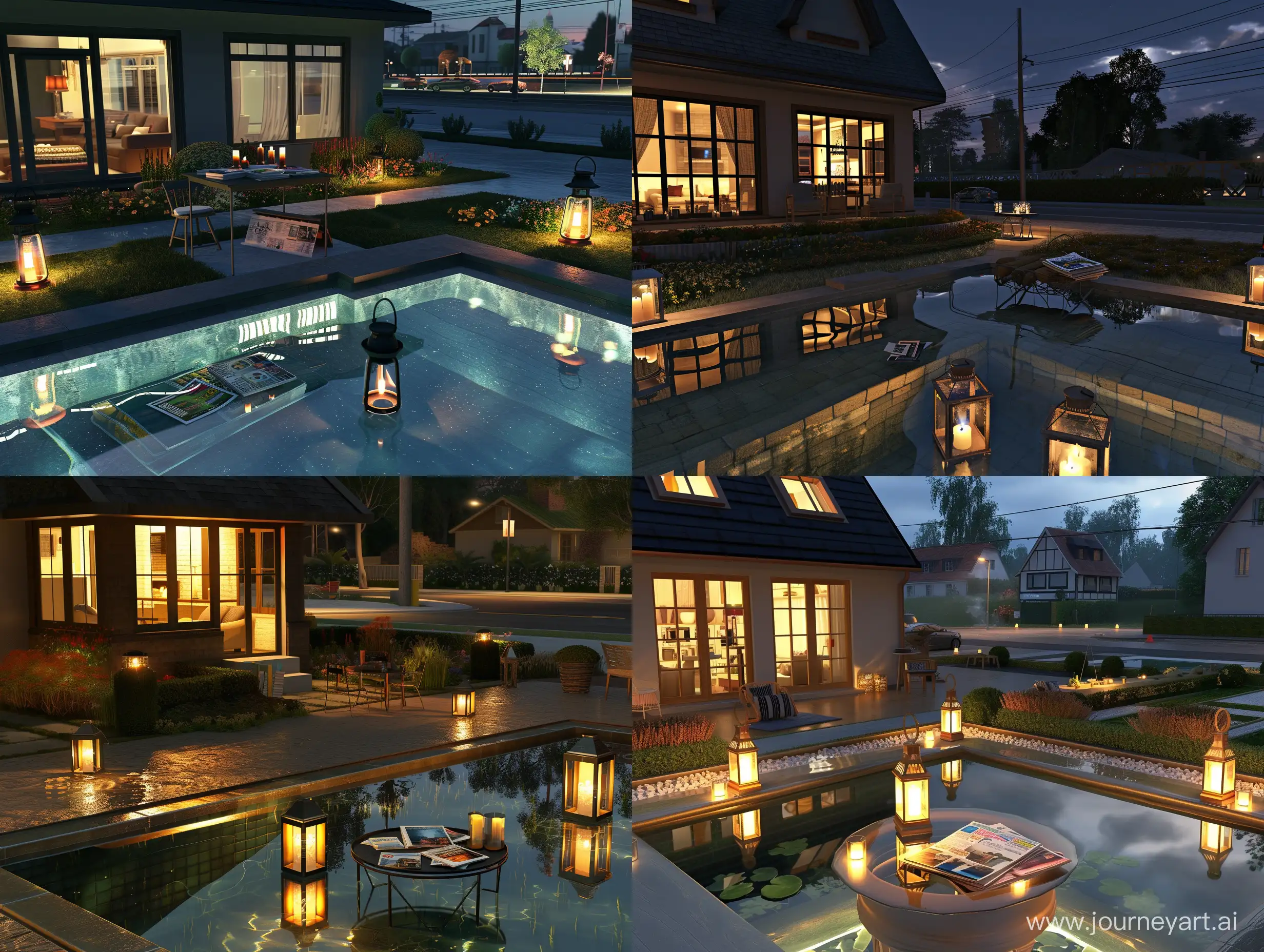 Starry-Night-by-the-Poolside-American-Style-House-with-Gardens