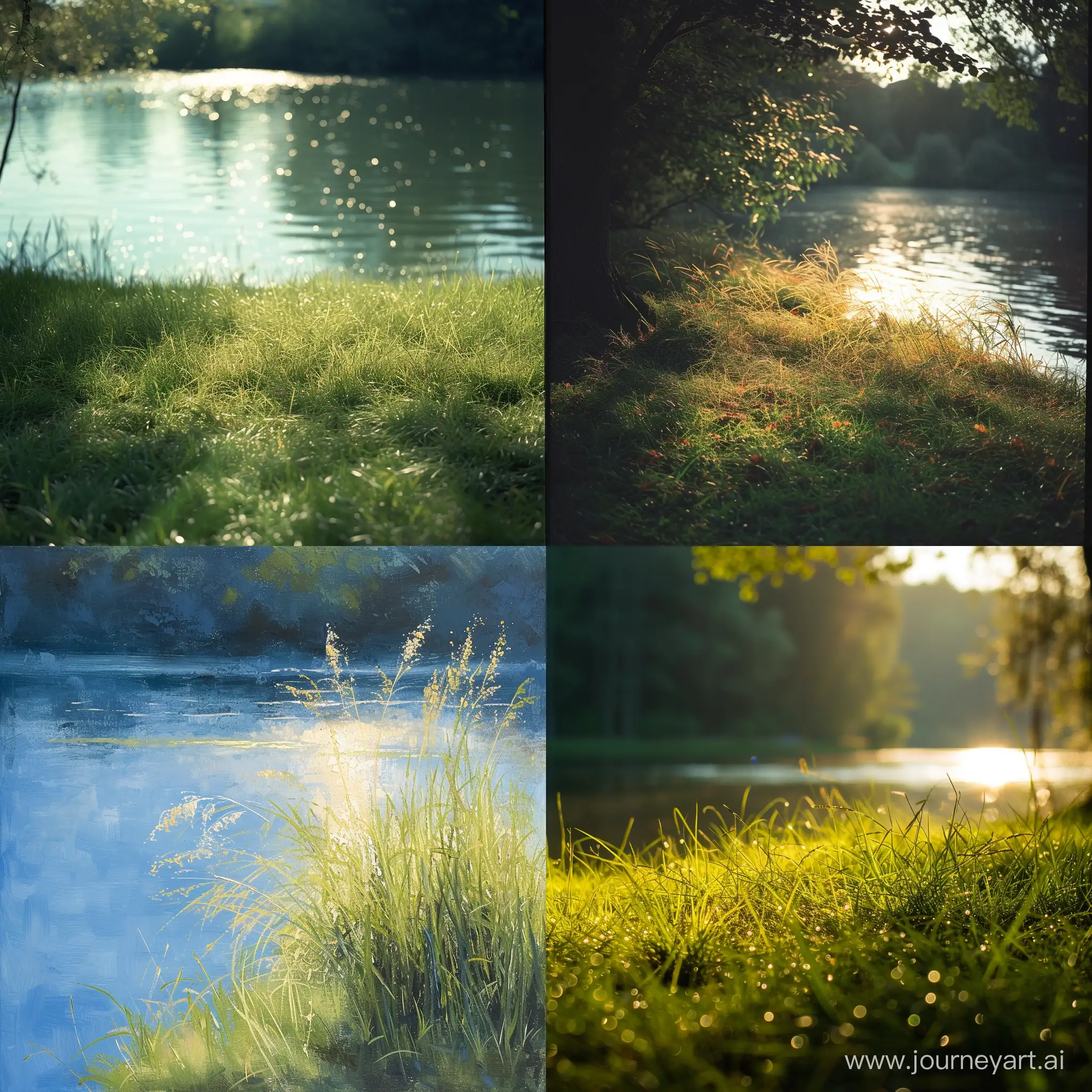 Tranquil-Lake-Scene-with-Soft-Light-and-Grass