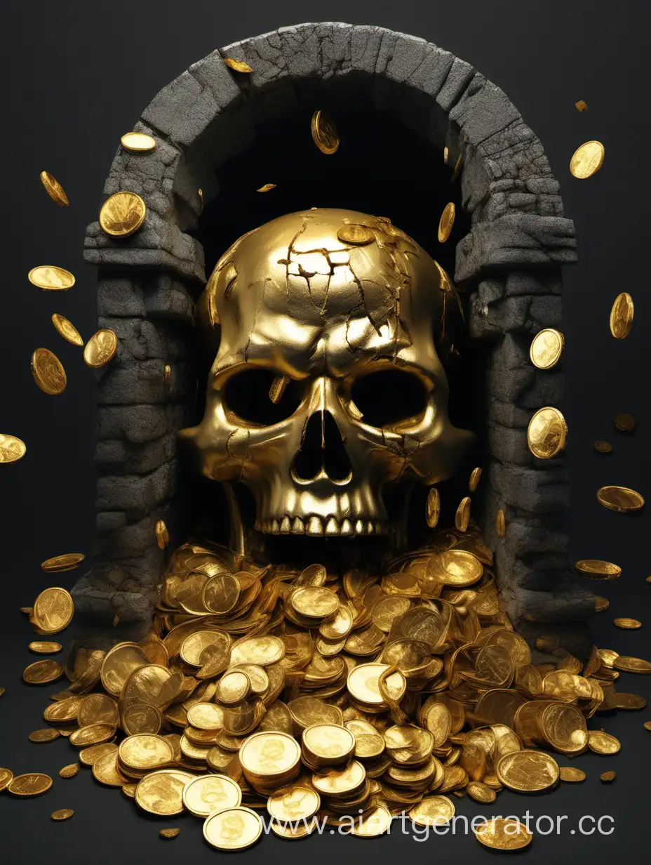Broken Skull of The God of Greed drops golden coins