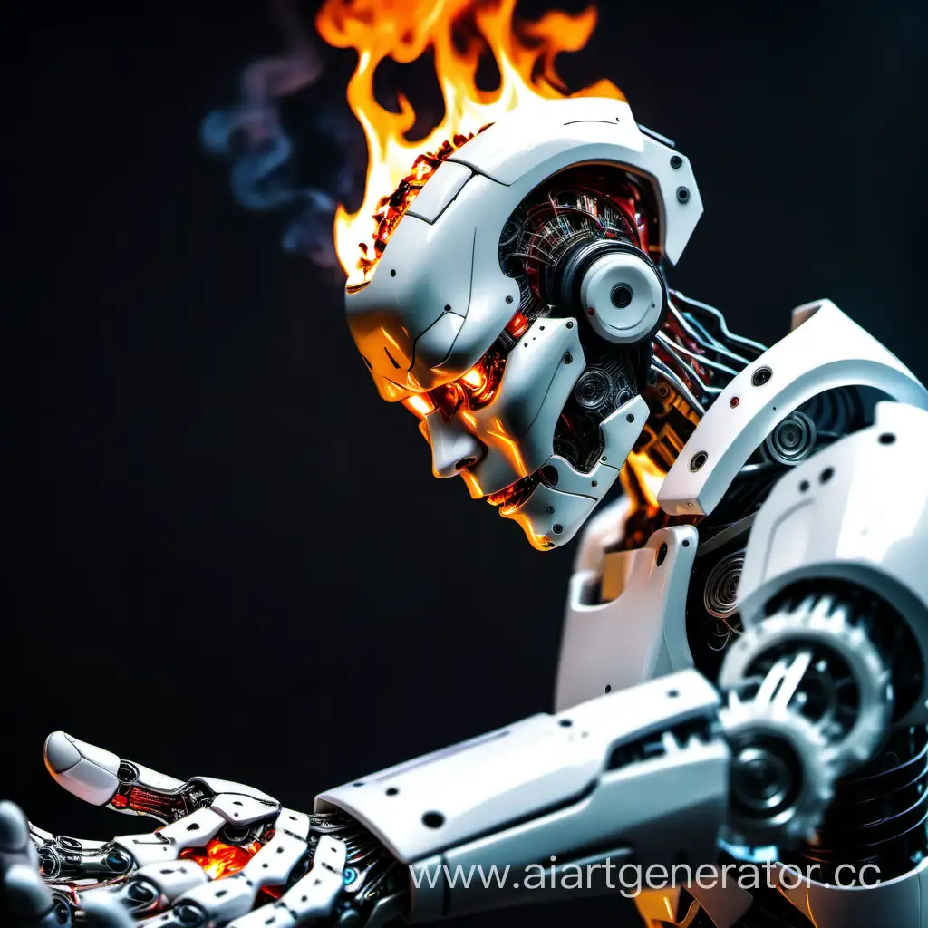 Curious-Humanoid-Robot-Examines-Its-Burnt-Hand