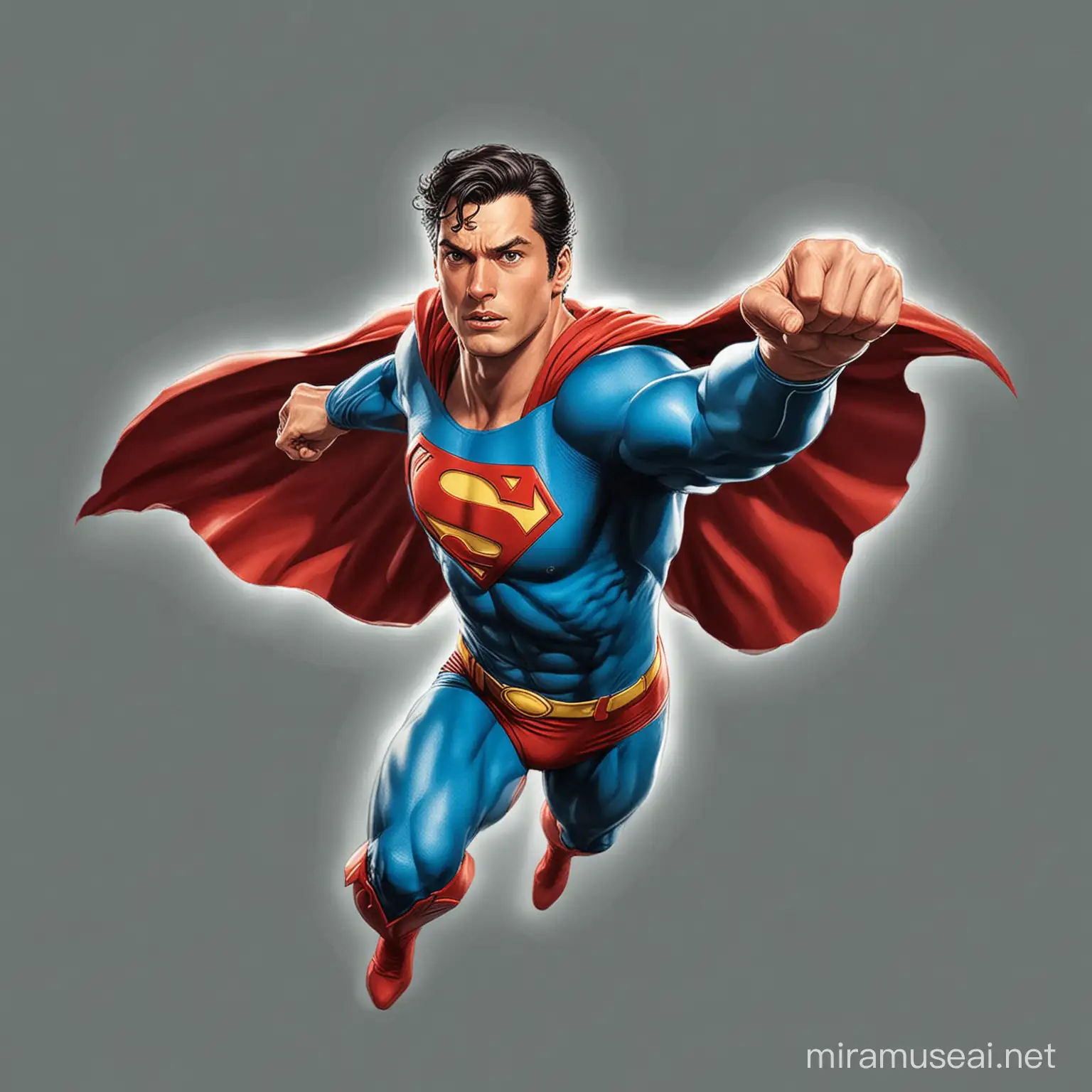 generate a sticker type image of flying superman