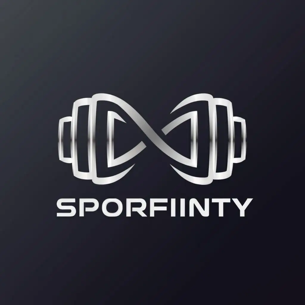 a logo design,with the text "sporfinity", main symbol:dumbbell
infinity
,Minimalistic,be used in Sports Fitness industry,clear background