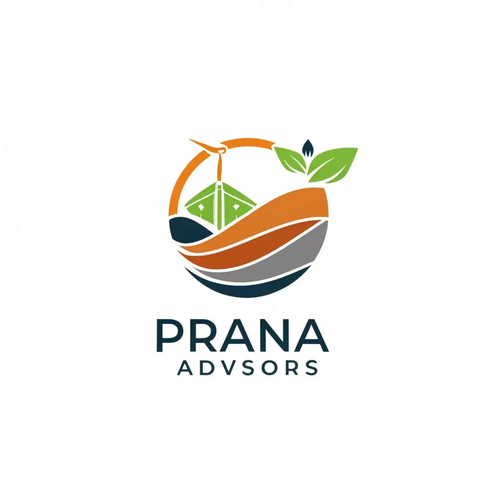 a logo design,with the text "Prana Advisors", main symbol:Wind Turbine and Solar Cell,complex,be used in Finance industry,clear background