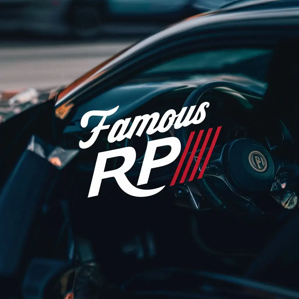 LOGO-Design-For-Famous-Rp-Sleek-Car-Icon-with-Bold-Typography