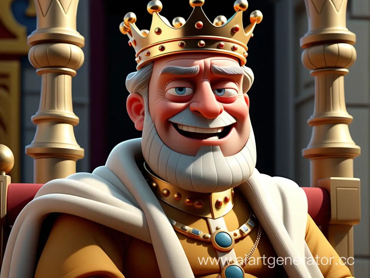 cartoon style, 8k, His father, one happy king, announced throughout the country that

