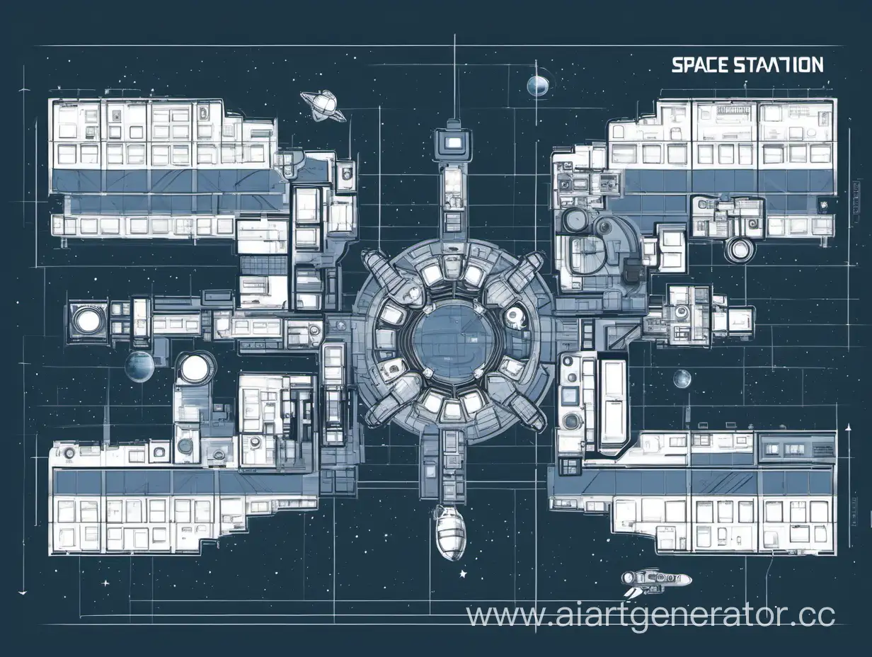 space station layout scheme, level design