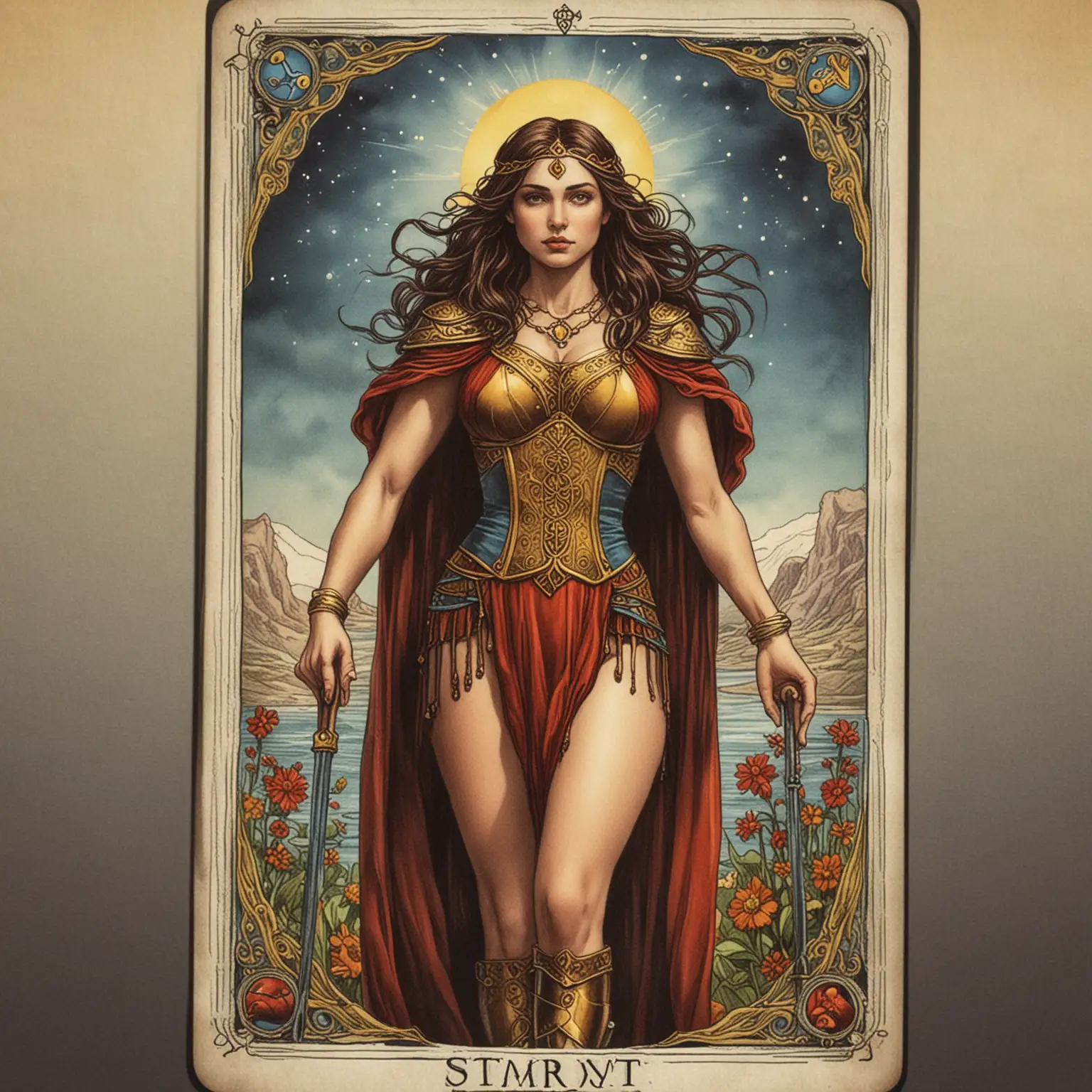 Fantasy-Tarot-Card-of-Strength-with-Realistic-Elements