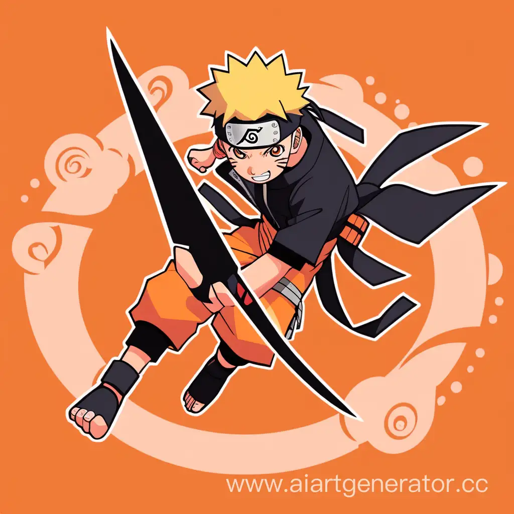 Naruto-Throwing-Kunai-on-Vibrant-Orange-Background