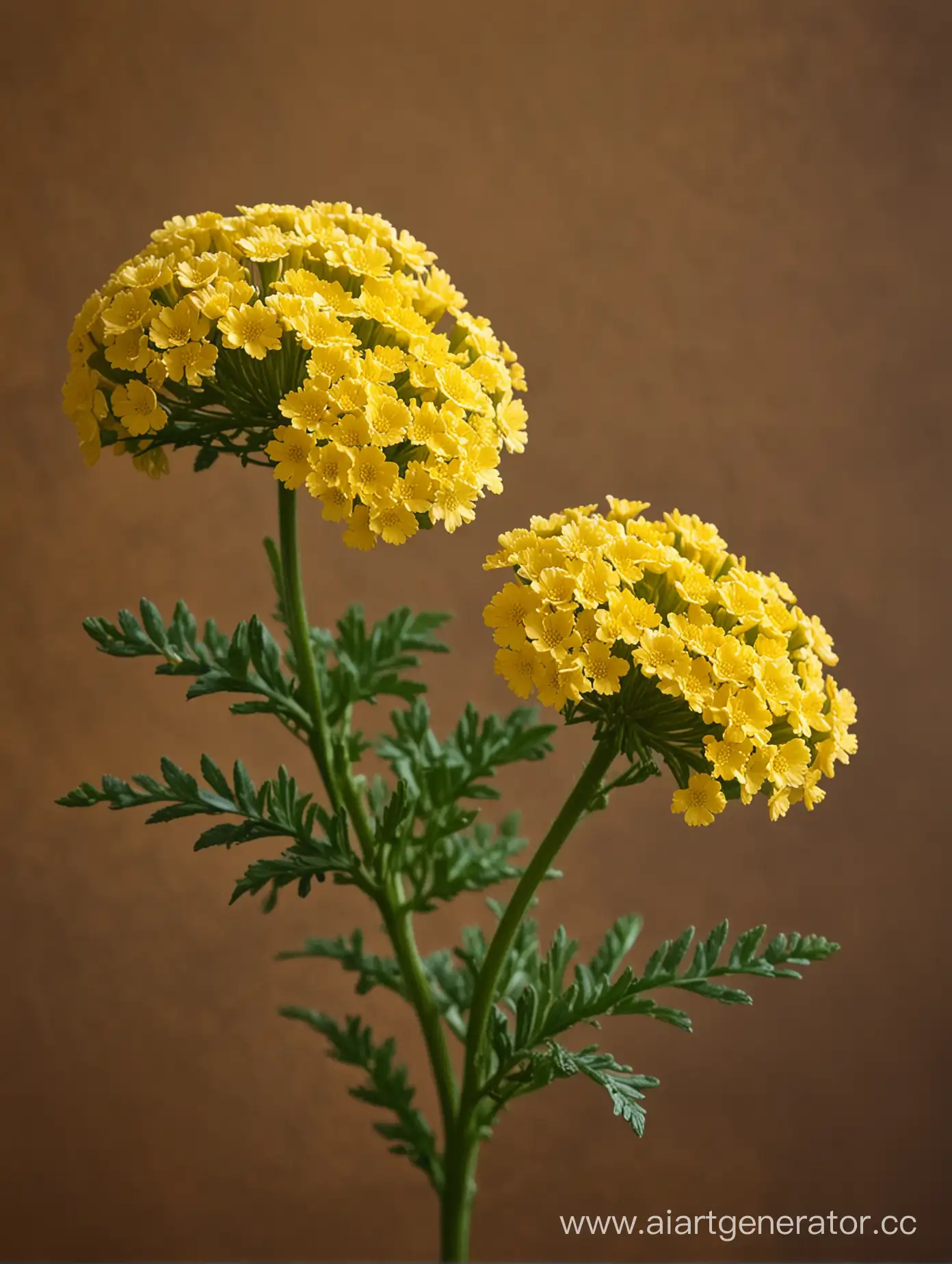 Achillea-Flowers-on-Rich-Dark-Yellow-Golden-Background