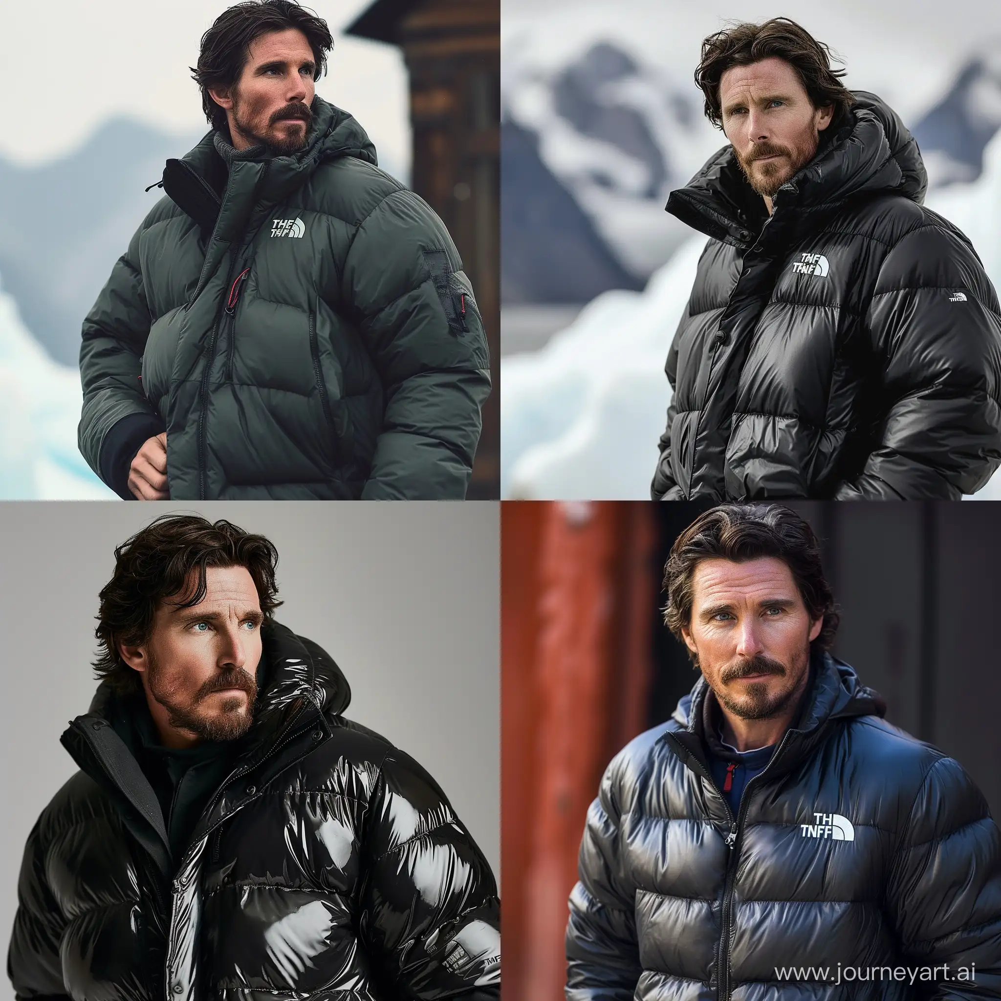 Christian Bale in a TNF down jacket