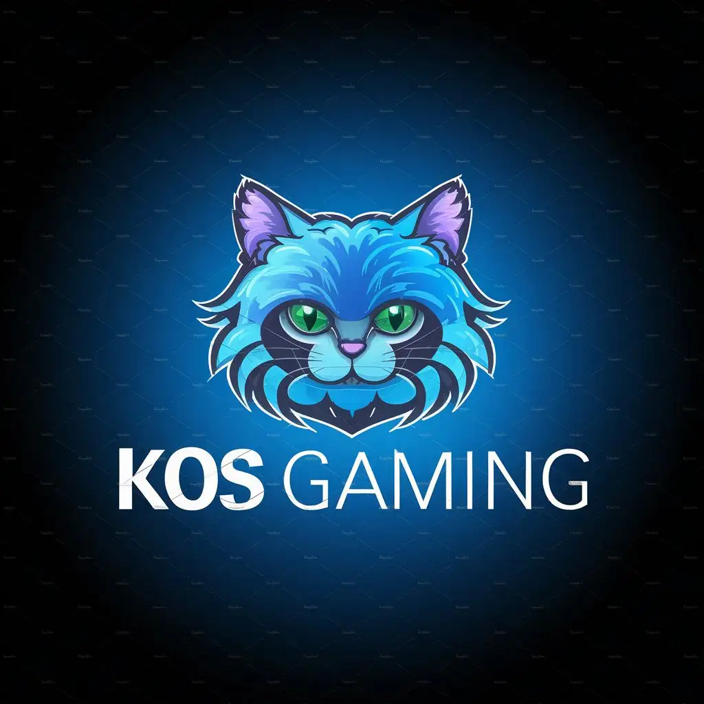 logo, furry, fluffy, cat, with the text "KOS GAMING", typography, be used in Entertainment industry